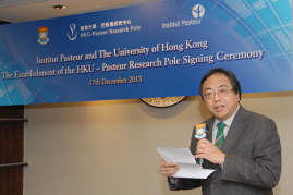  Professor Lap-Chee Tsui, Vice-Chancellor and President of The University of Hong Kong notes that the HKU-Pasteur Research Pole provides opportunities for scientists to fight against infectious diseases together. 