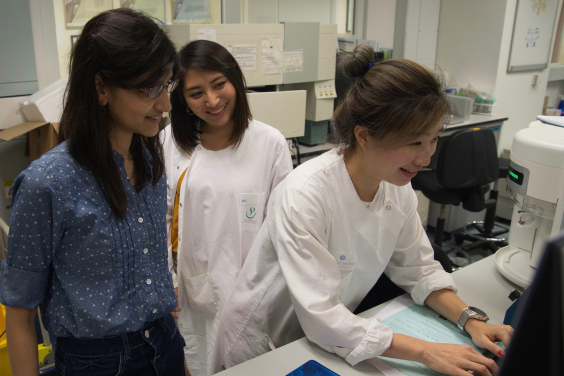 Dr Sumana Sanyal (left) and her team advance the understanding of viral infection mechanism on dengue fever and related flavivirus diseases.
 